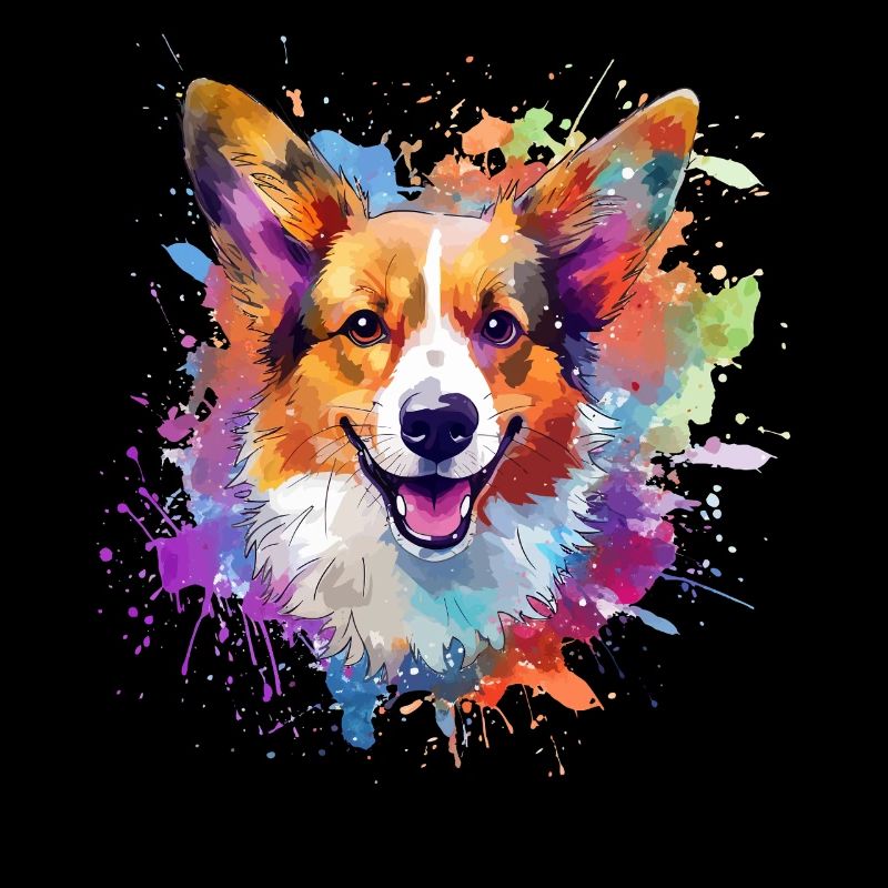 Bunte Pembroke Welsh Corgi Dog Splash Art