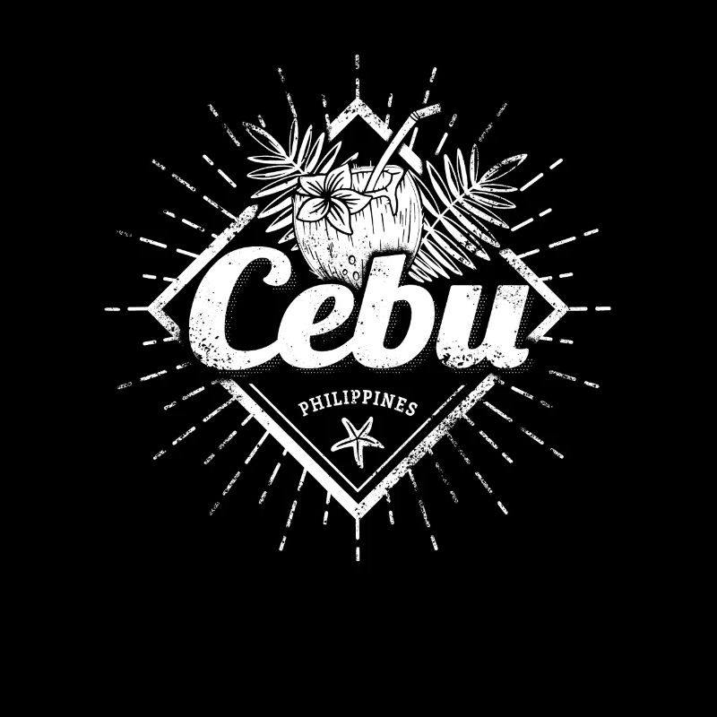 Cebu Island in Philippines Coconut Retro Design