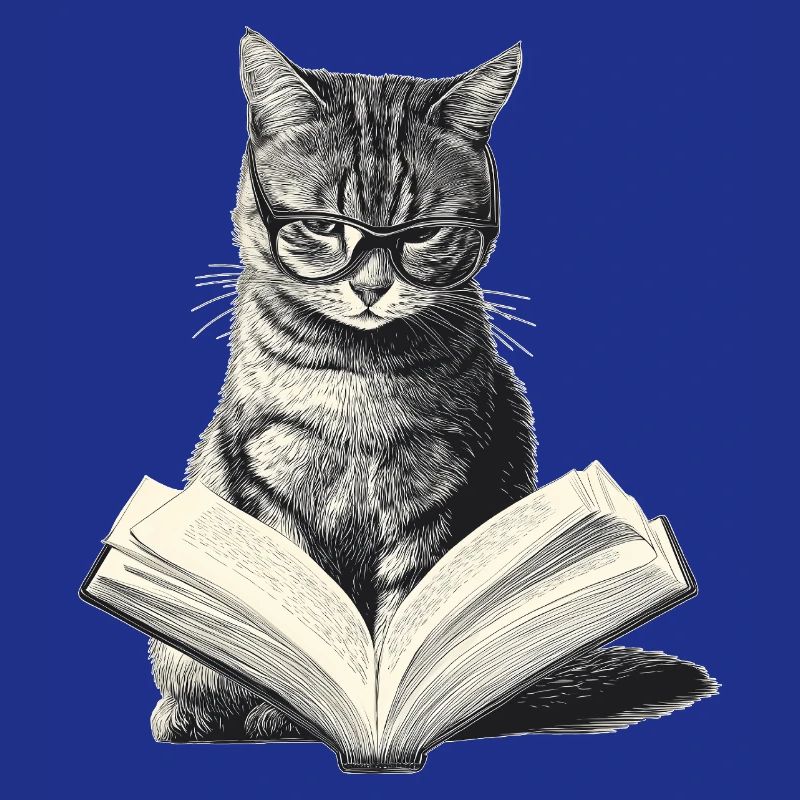 Cat reading book