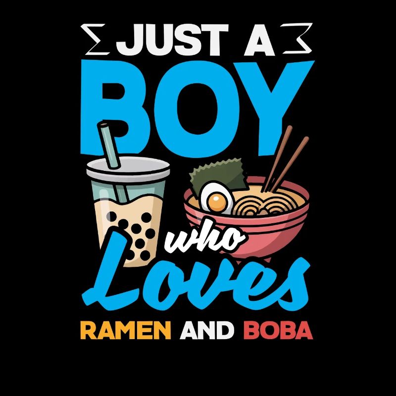 Junge Liebt Ramen Und Boba Anime Style