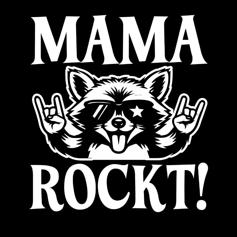 Waschbär Mutter Coole Rocker Mama