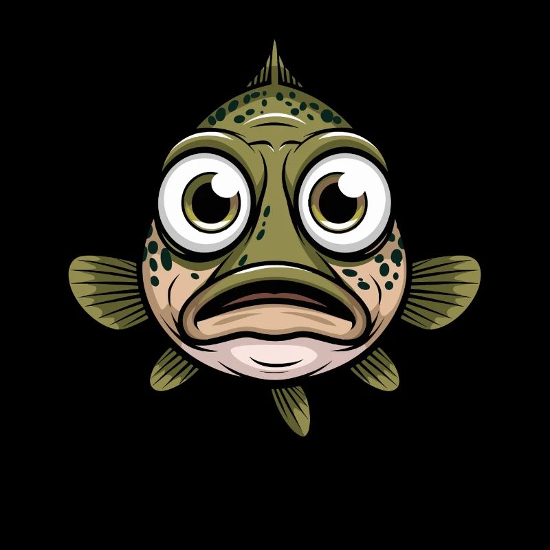 Poisson drôle aux grands yeux Poisson de dessin animé