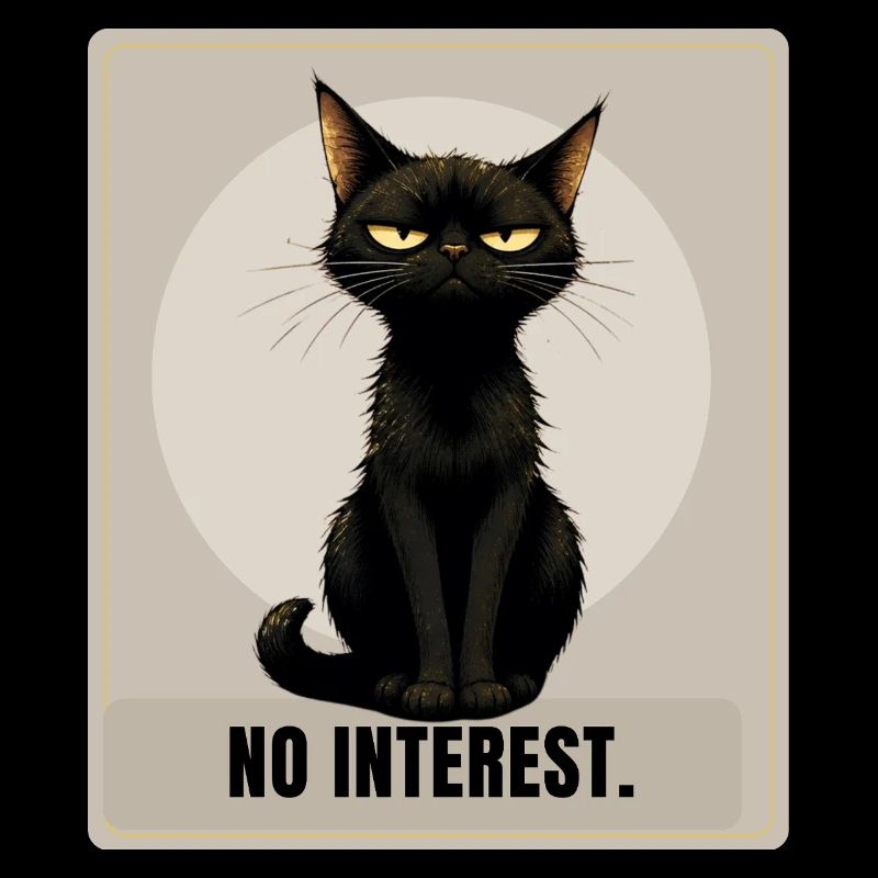 Aucun intérêt. – Dessin sarcastique du chat noir