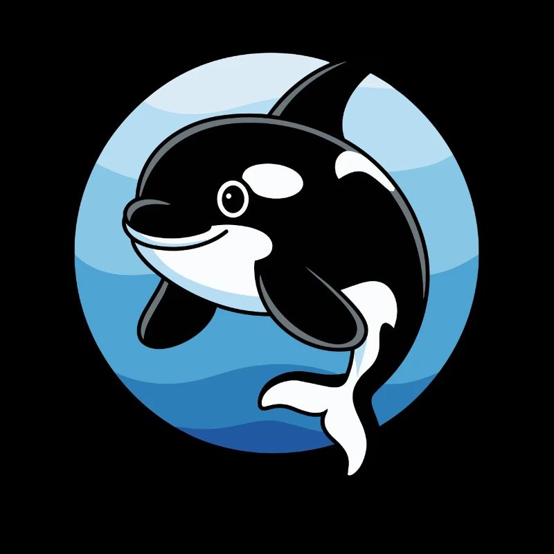 Cute Orca Cartoon Playful Killer Whale In
