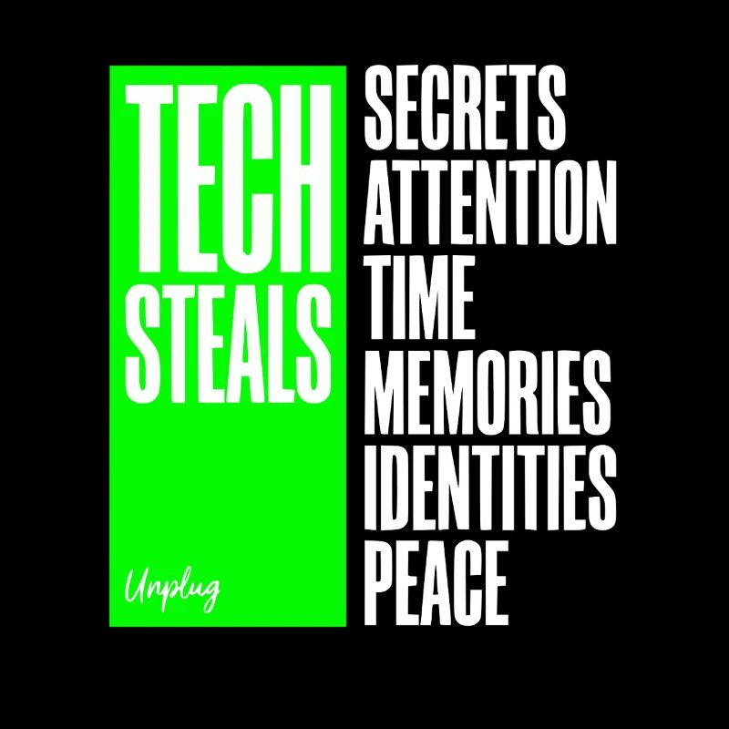Tech Steals Unplug T-Shirt - Green Gadget Anti Ai