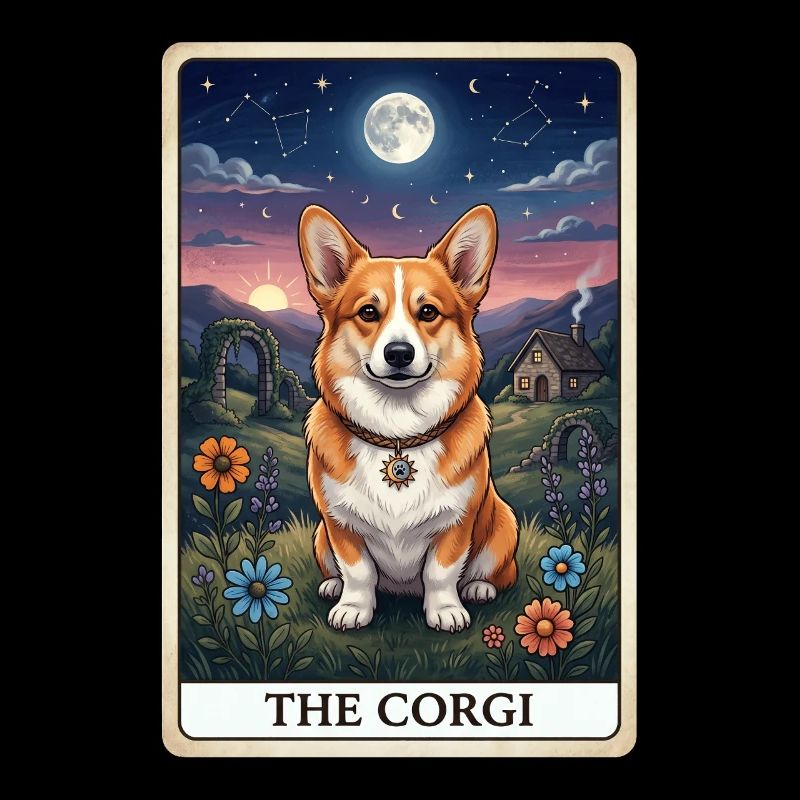 Corgi moonlight in the starry sky