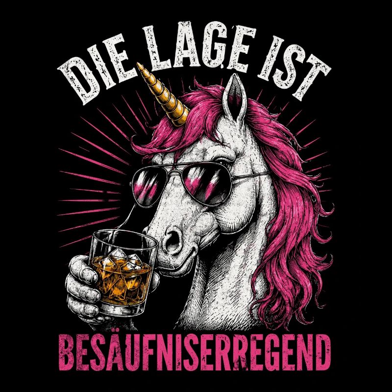 Pinkes Einhorn mit Drink