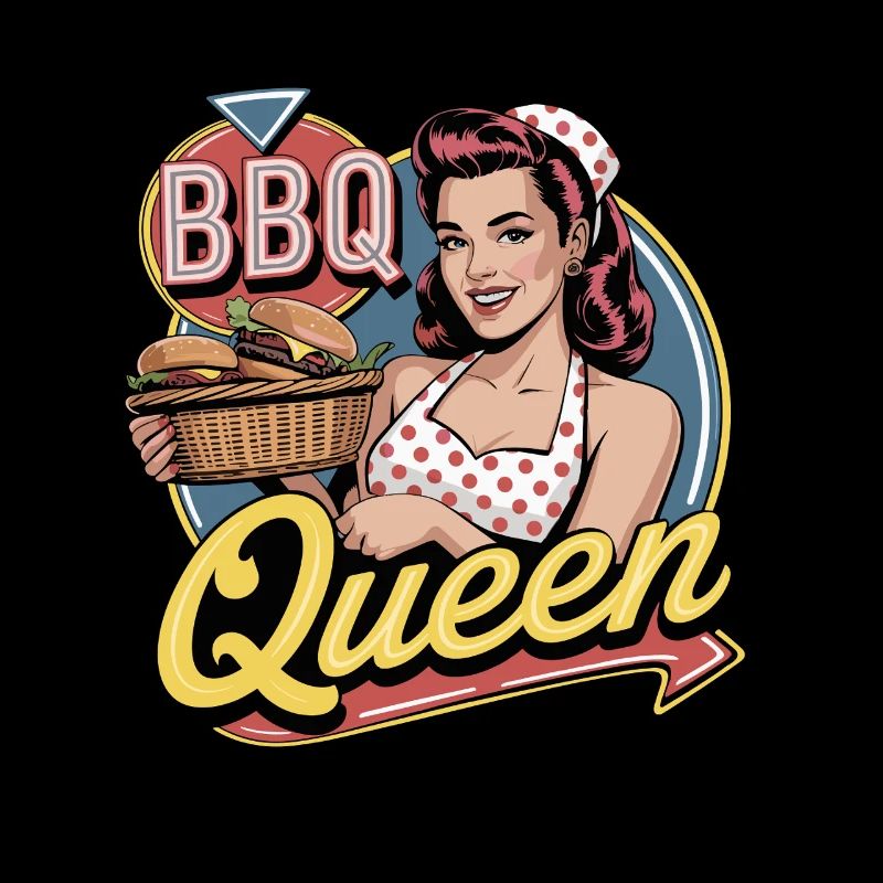 BBQ Queen Retro Grill Master Burger Party