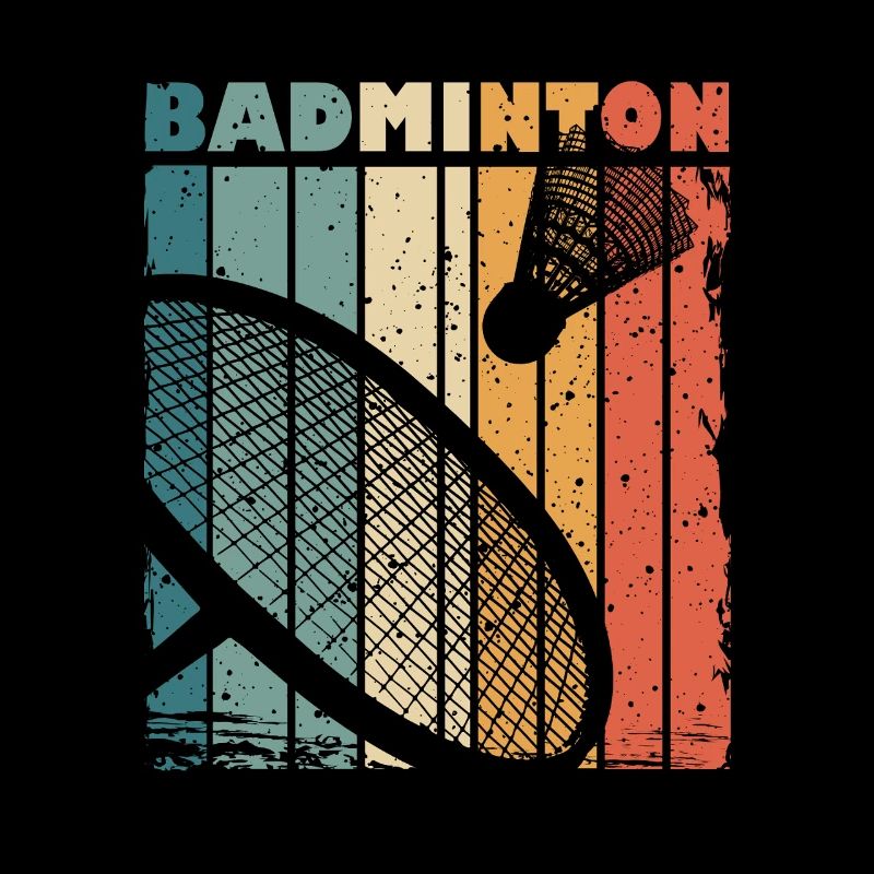 Imprimé rétro avec raquette de badminton et volant