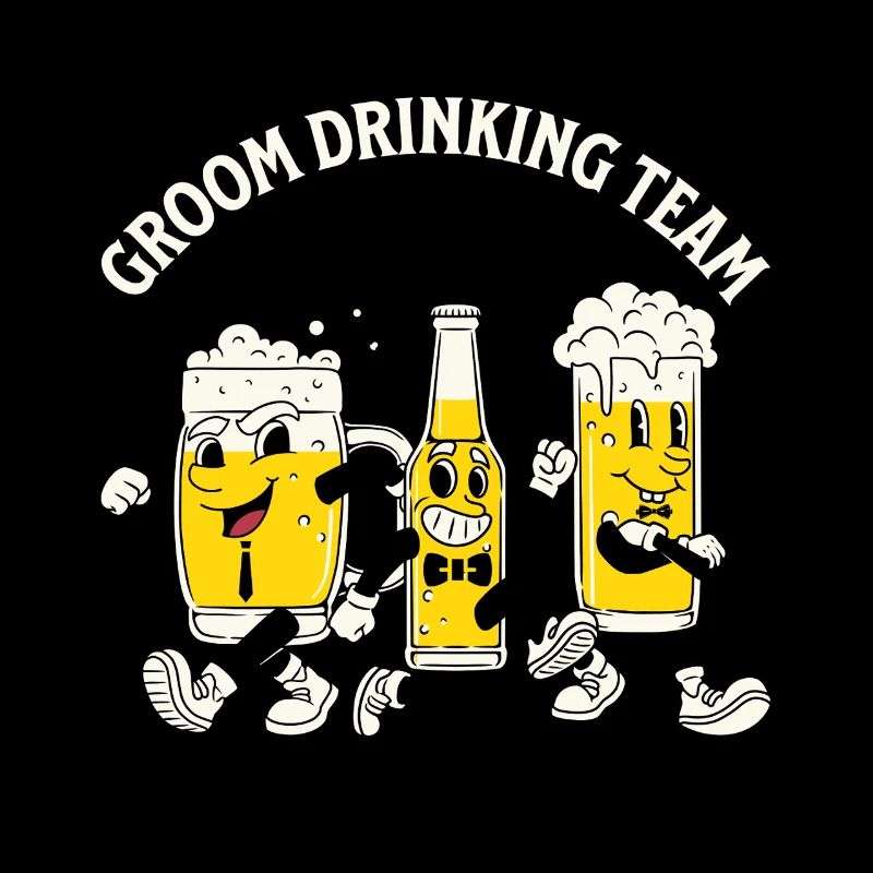 Retro Groom Drinking Team