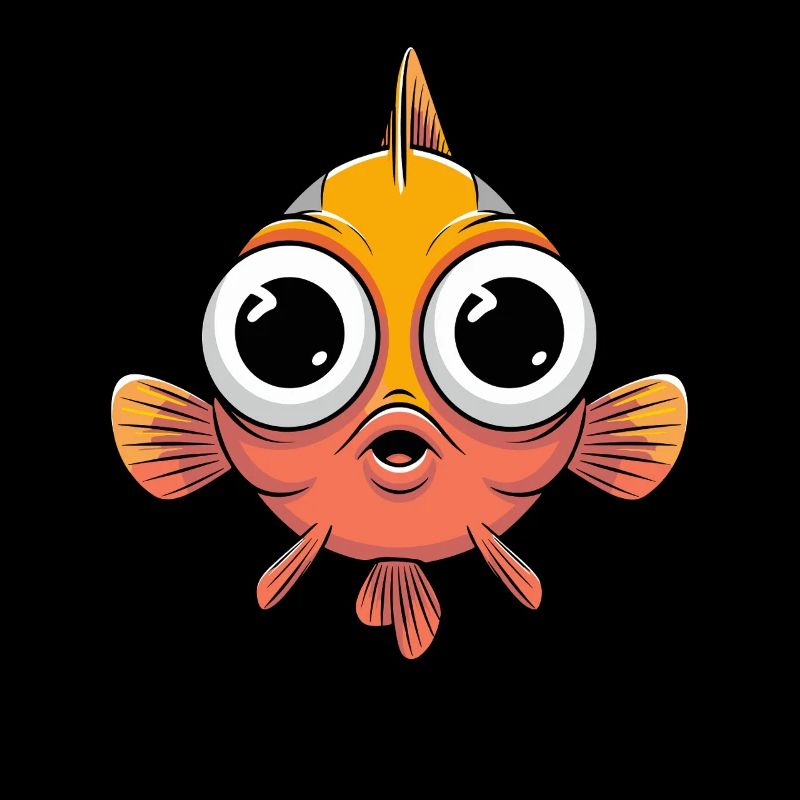 Cute comic fish with big eyes for