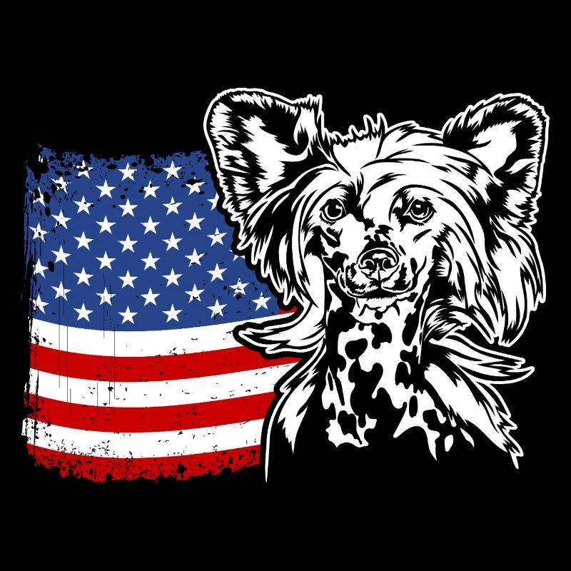 Chien chinois à crête US Amérique drapeau Wilsigns