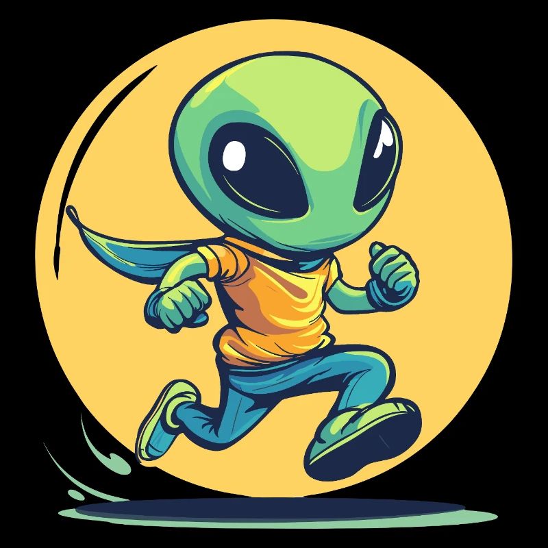Running alien in comic book style
