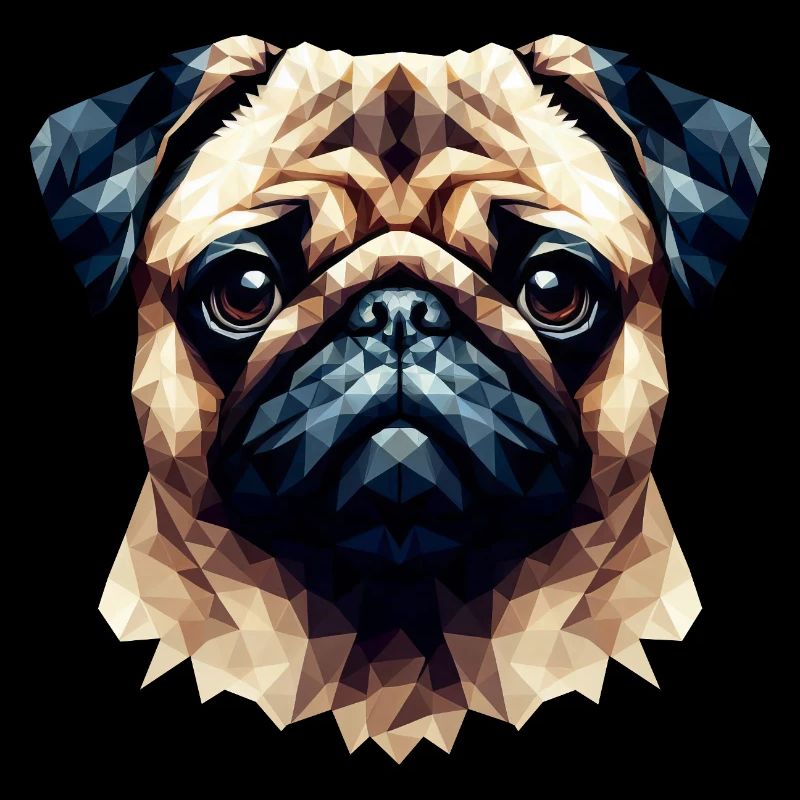 Mops Hund Polygon Portrait Kunst Stil