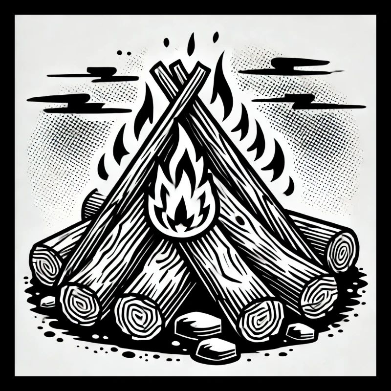 Flame Play in Comic Style: Campfire Art