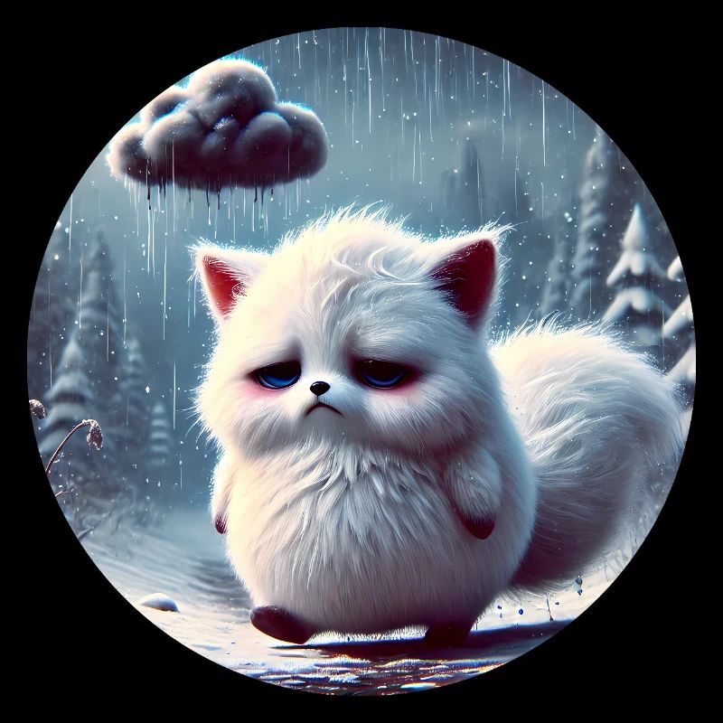 Sad Arctic Fox in the Freezing Rain