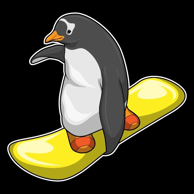 Penguin Snowboard Winter Sports
