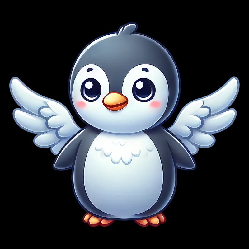 Ange mignon de bande dessinée pingouin avec des ailes