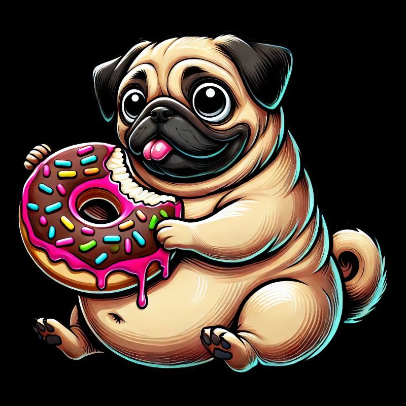 Chien de dessin animé mignon carlin beignet