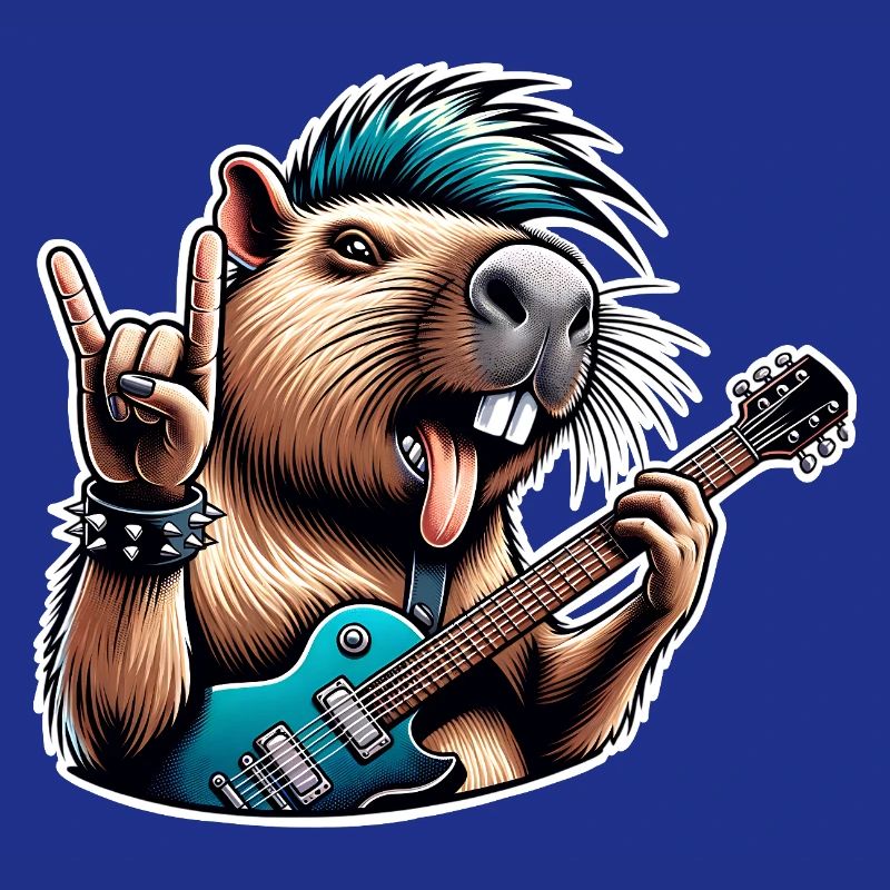 Capybara, guitariste de rock and roll