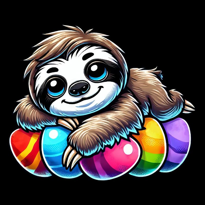 Cute Sloth Easter Easter Egg Cartoon Chilling