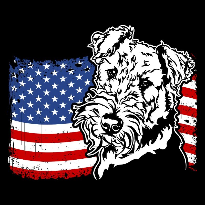 Airedale Terrier US Amerika Fahne Wilsigns