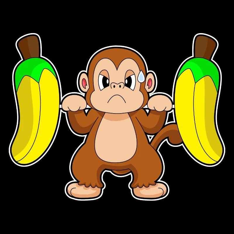 Affe Banane Bodybuilding Hantel
