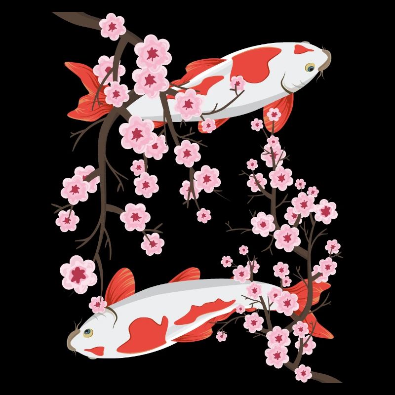 Japanese Koi Carp Sakura Cherry Blossoms