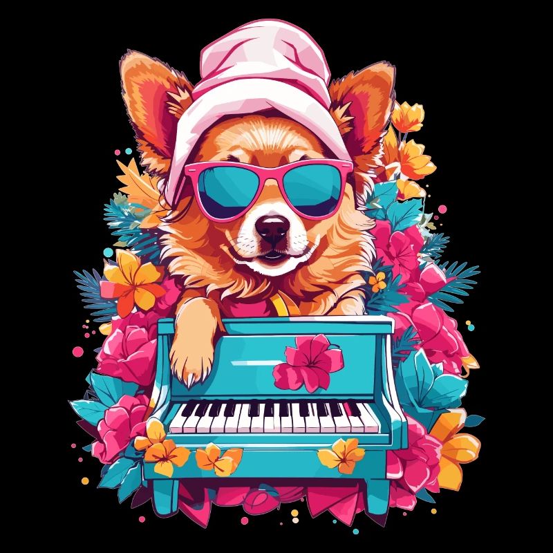 Hund mit Piano