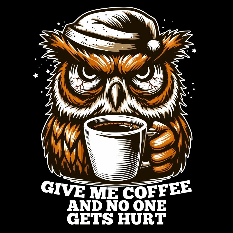 Eule Kaffee müde Geschenk