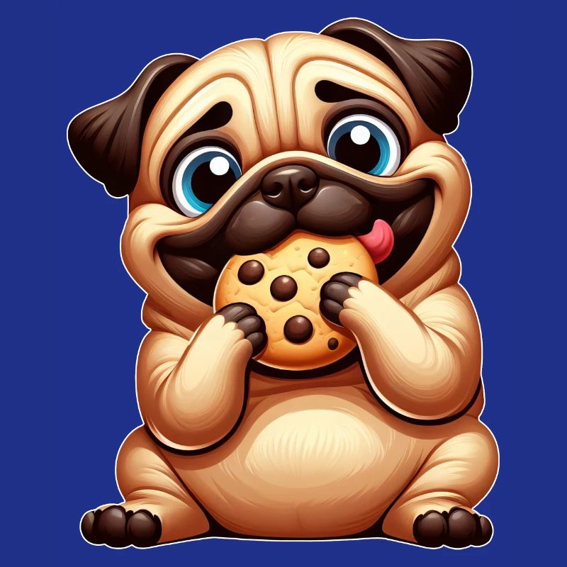 Süßer Mops Hund mit Keks Cookie Candy