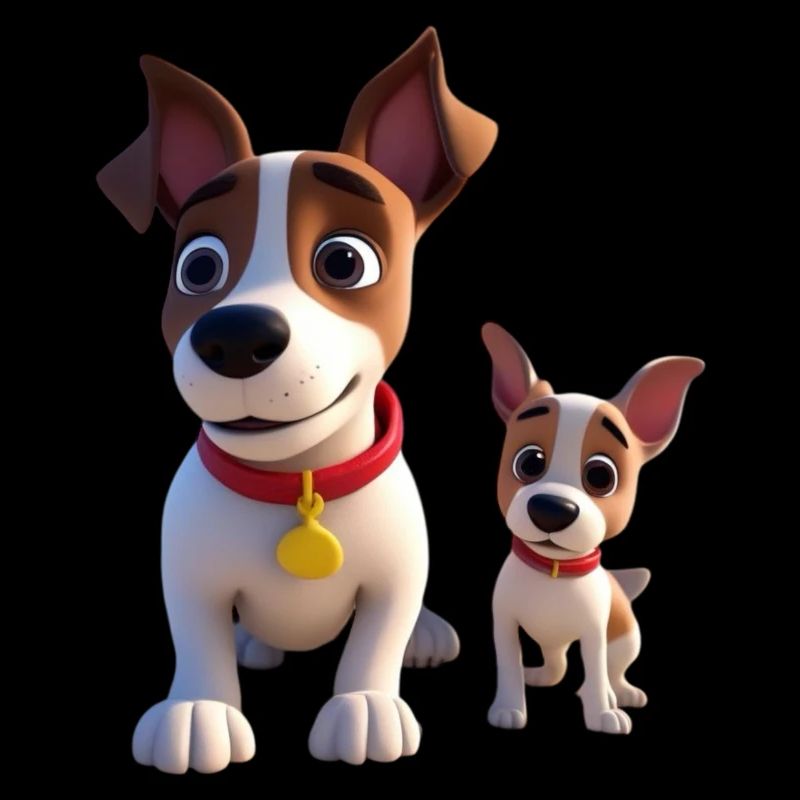Papa et bébé chien