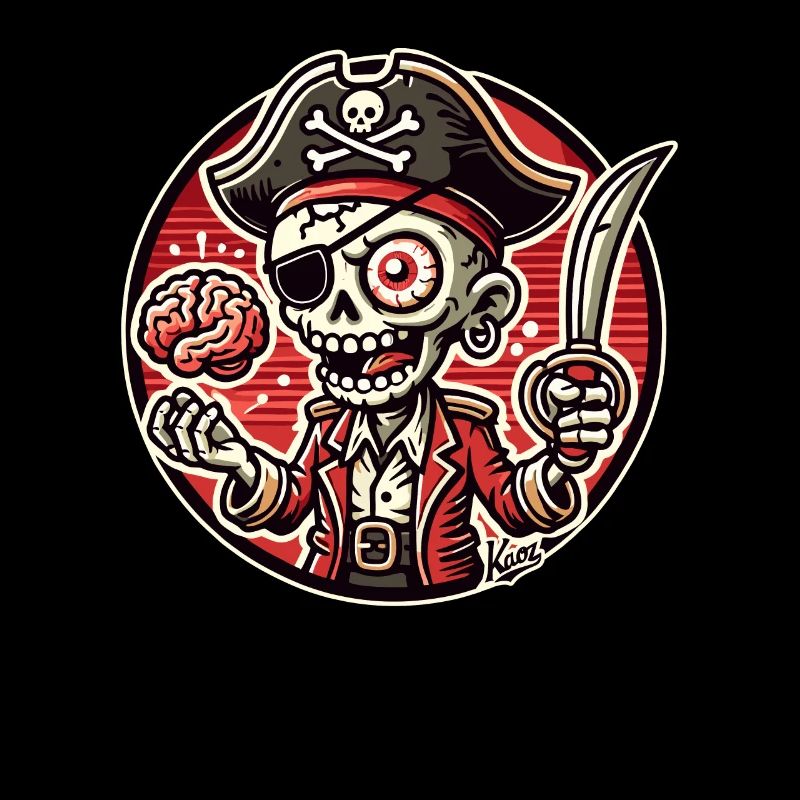 Pirate Skull Man with Brain