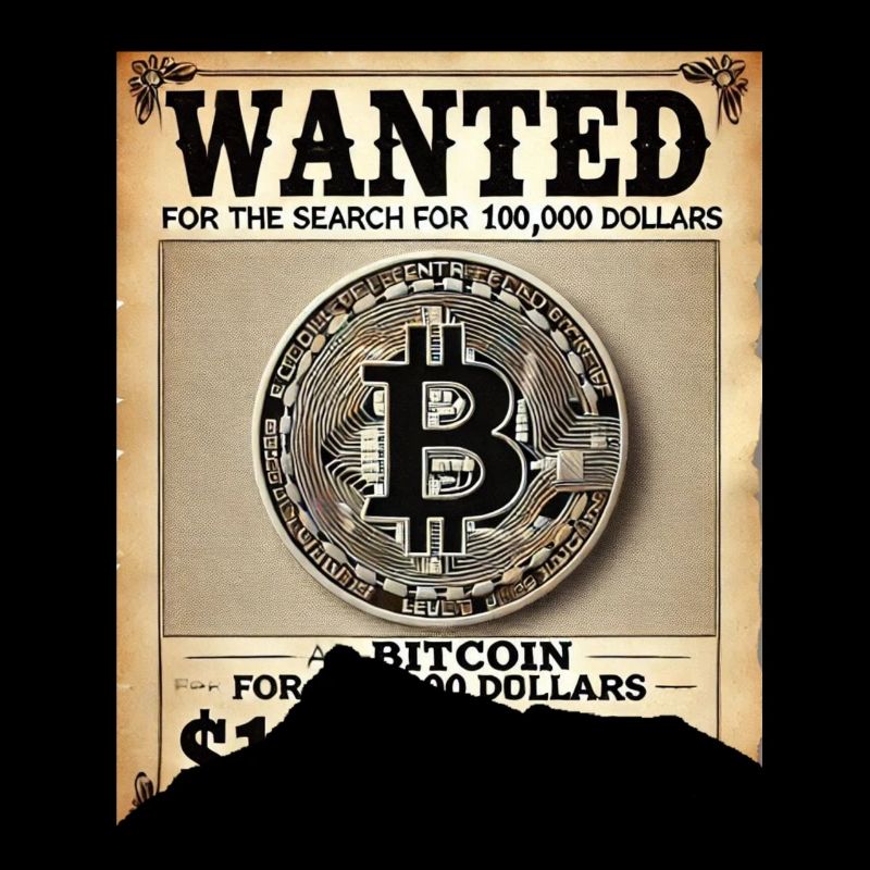 Affiche déchirée Wanted Bictoin 100000 dollars