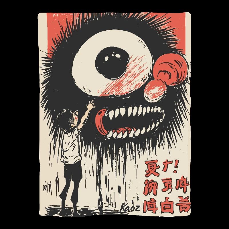 Garçon d’art de rue avec un œil de monstre