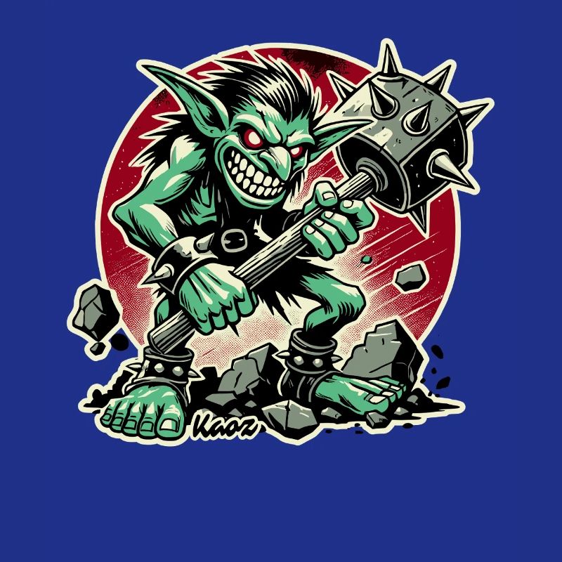 Fieser Goblin mit großem Hammer