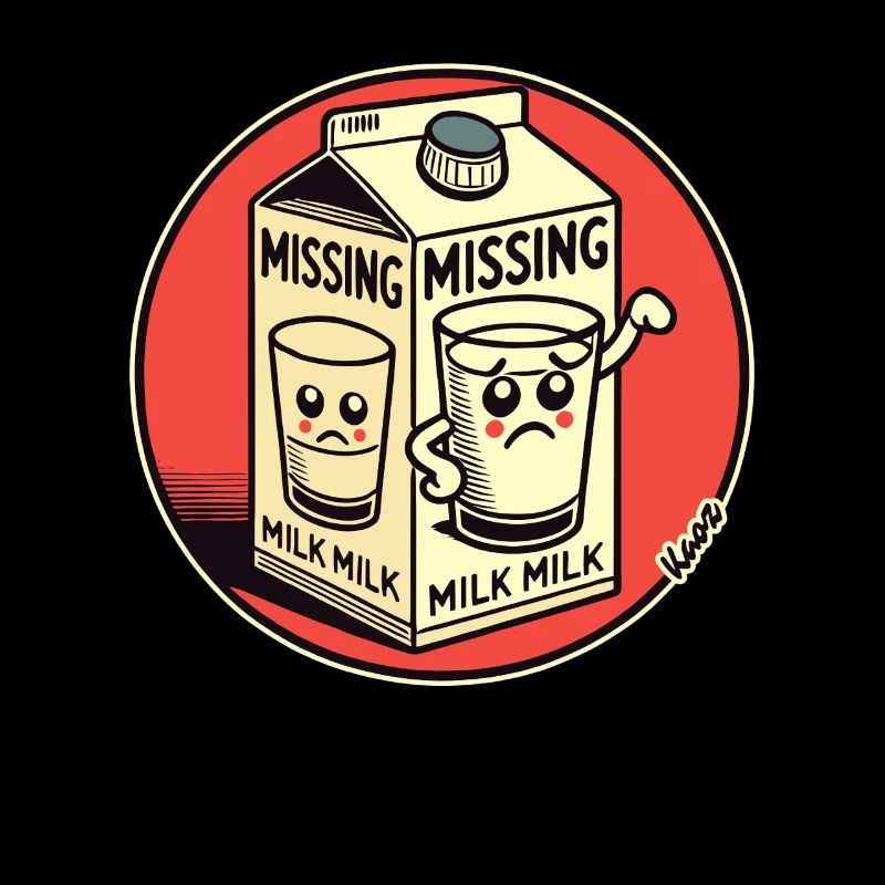 Funny Cartoon Design: Missing Milk