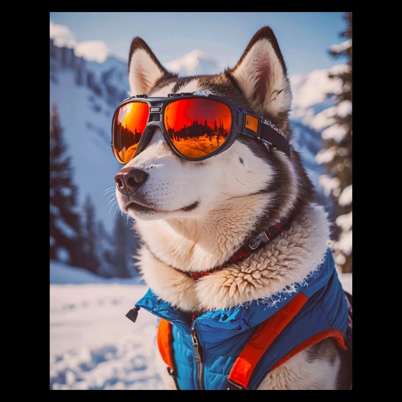chiens super mignons Husky en robe de ski