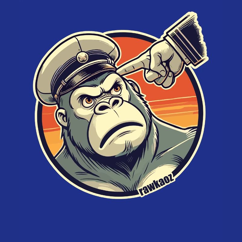 Strict monkey with cap gets finger