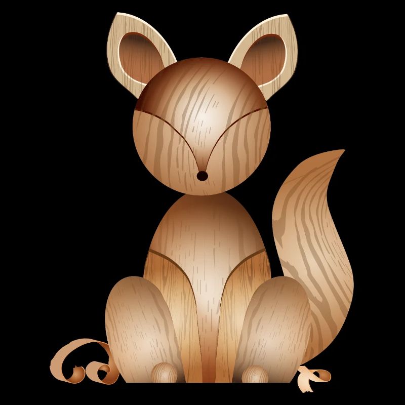 Wood-look illustration – Cute fox