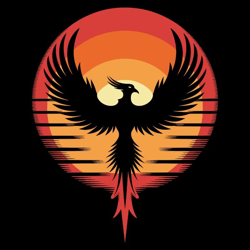 Retro Phoenix im Sonnenuntergang Stil