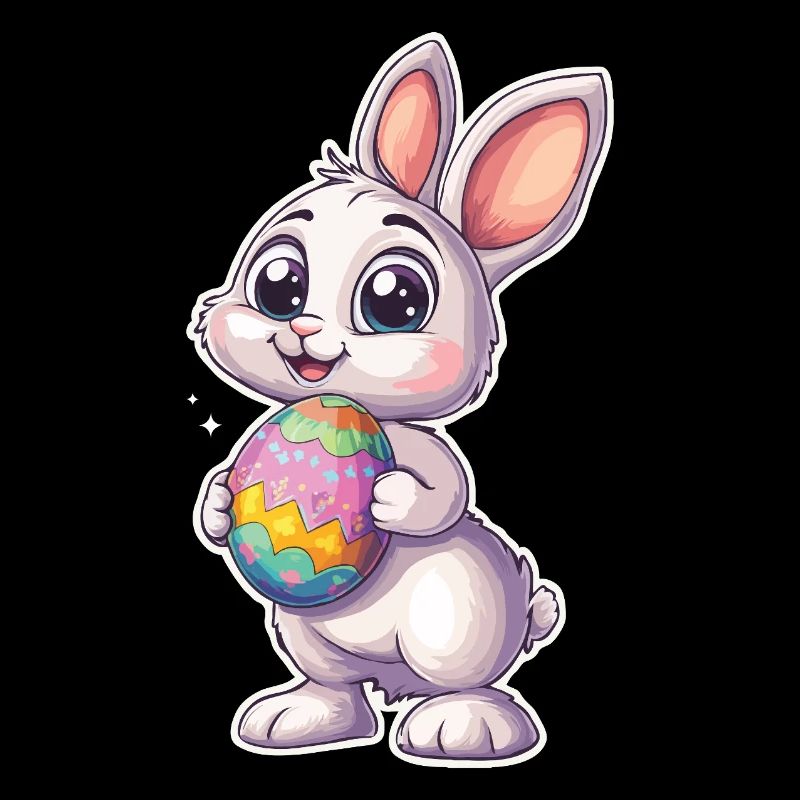 Mignon lapin de Pâques avec œuf de Pâques