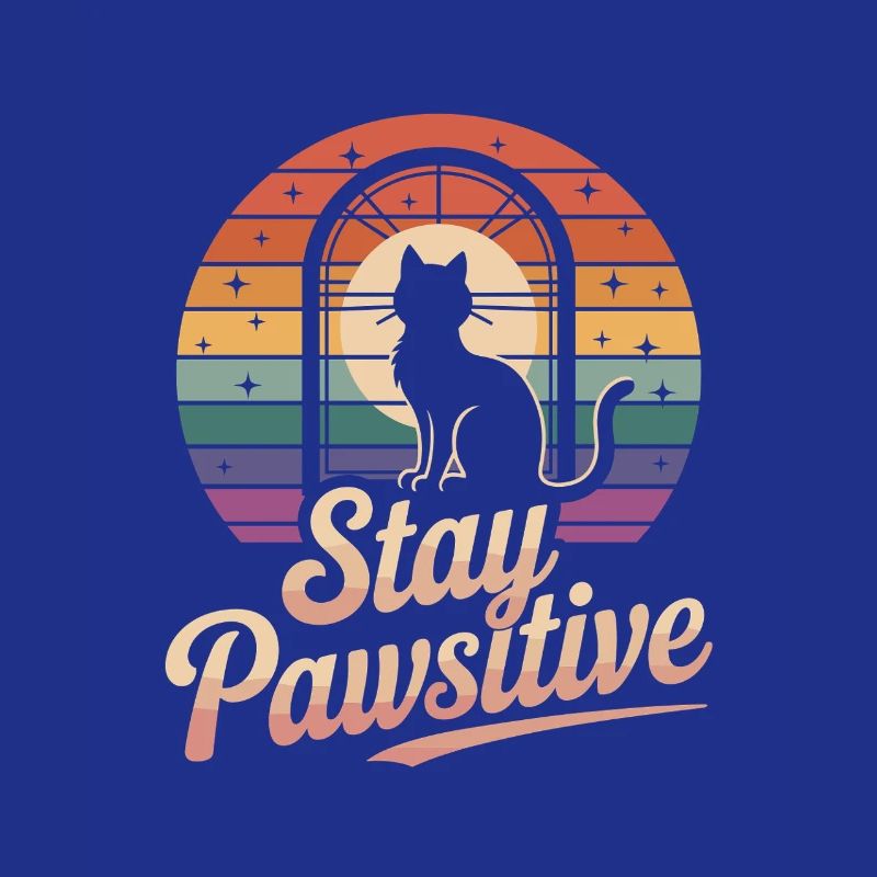 Stay Pawsitive: Cat & Retro Vibes