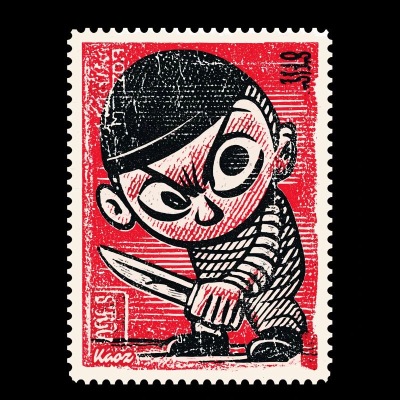 Bande dessinée gangster sur timbre-poste