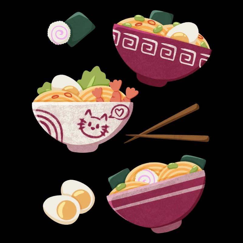 Ramen Japanisches Essen Katzen Design