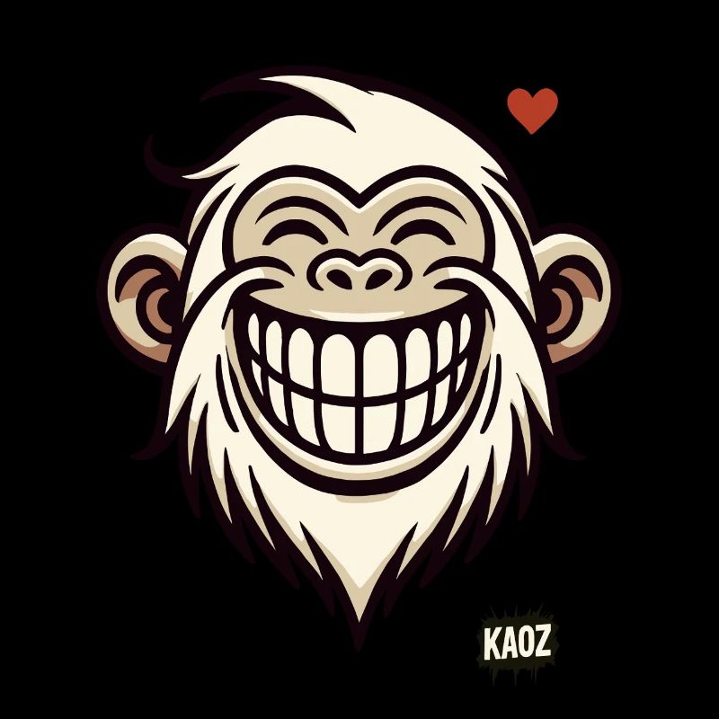 Grinning monkey with heart