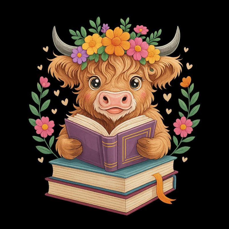 Scottish Highland Cow and Fun Reading