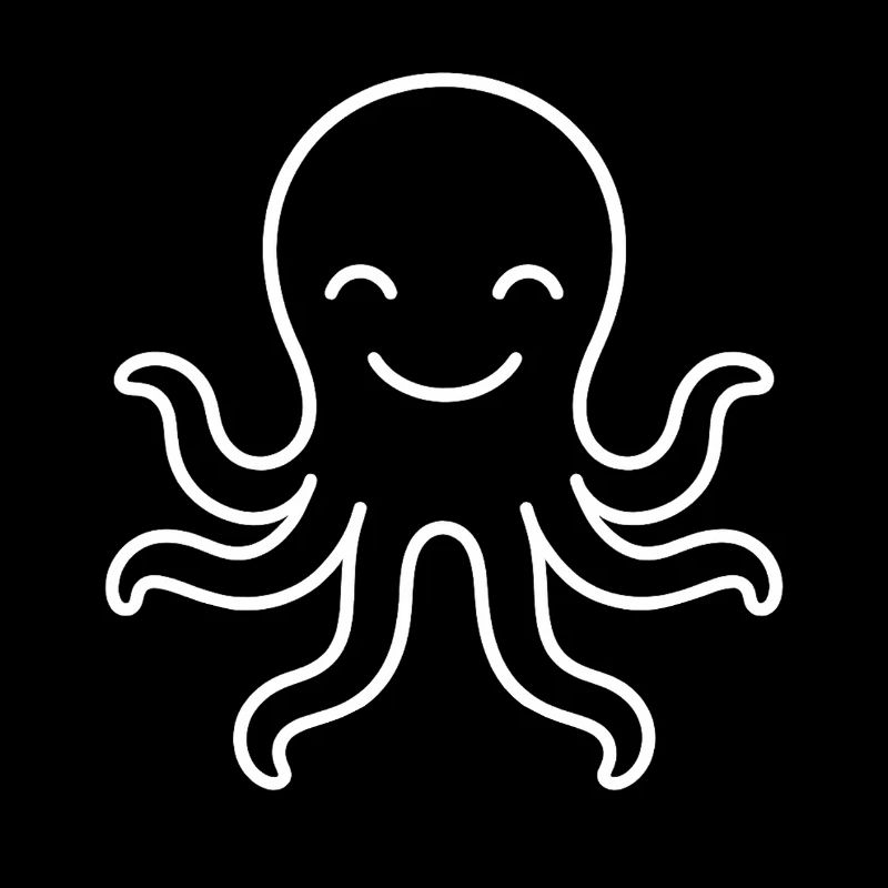 Kawaii Line Octopus Silhouette