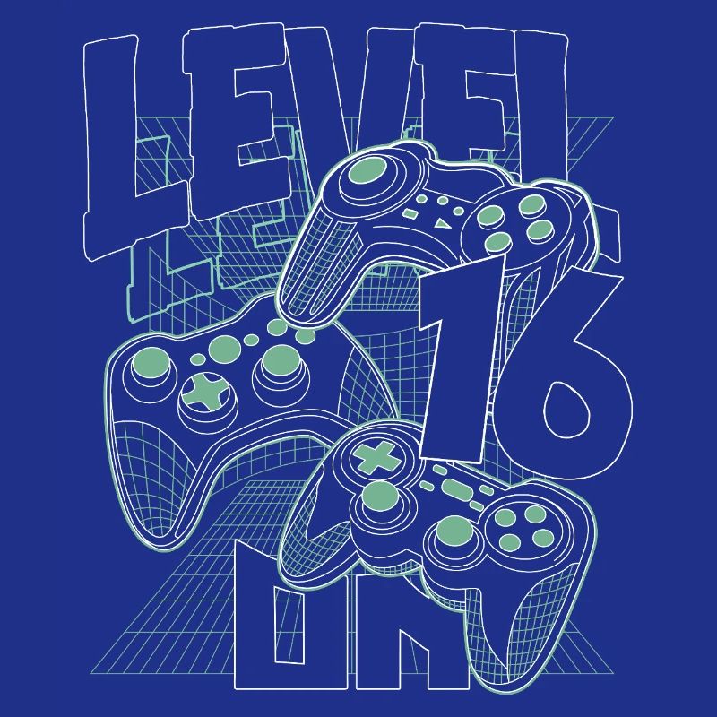 Level Up Retro Controller Graphic 16e anniversaire