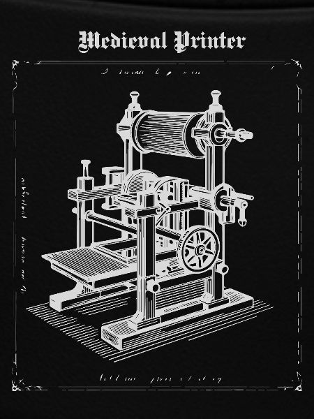 Antique Printer Machine Illustration